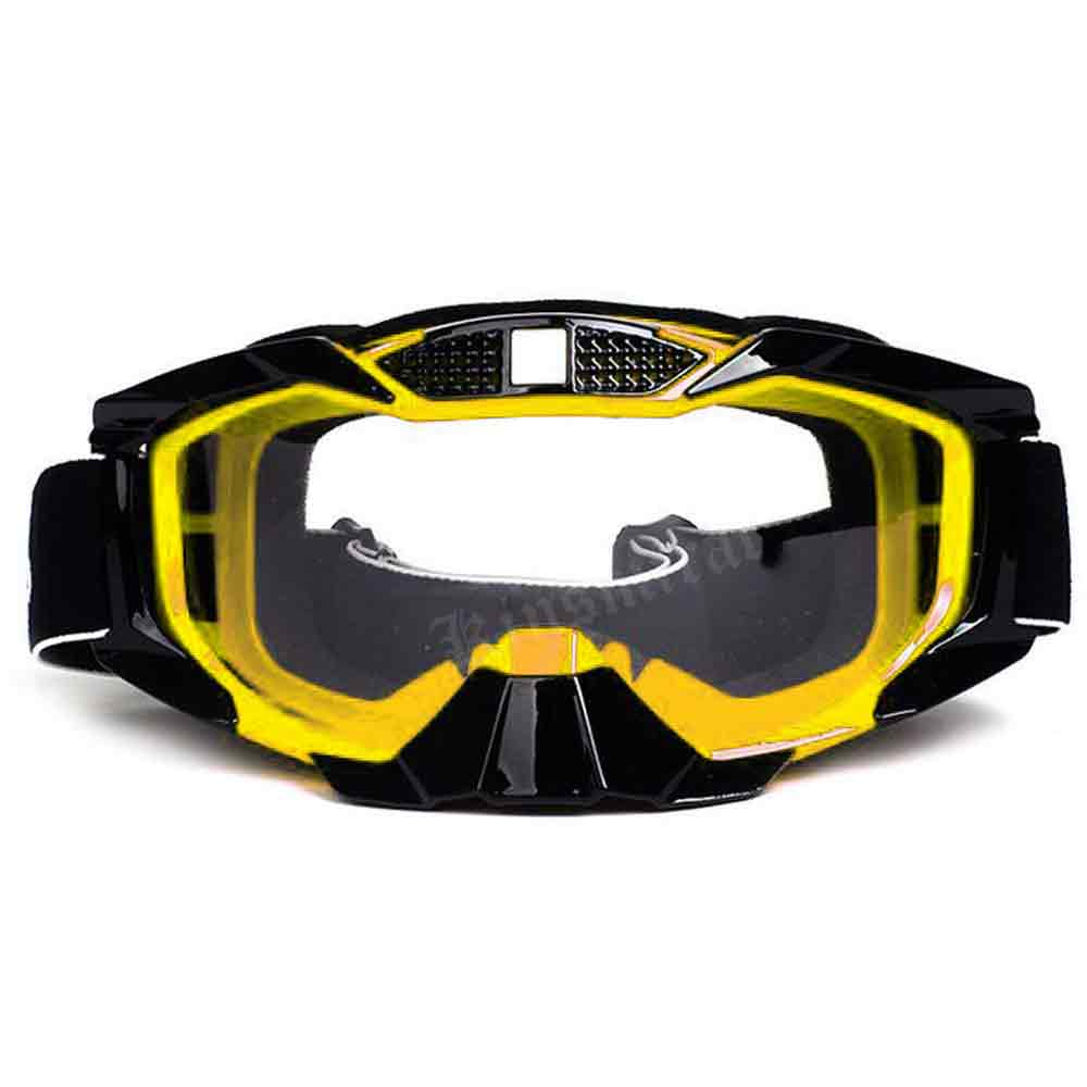 Skiën Goggle Bril Met Neus Guard Donkergrijs Zilver Print Motorbril Motocross: YELLOW