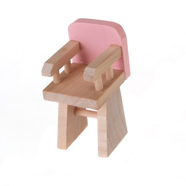 1:12 Scale Doll House Furniture Wooden Miniature Baby Nursery Room Crib Chair Bed Kids Children Pretend Play Toys Pink