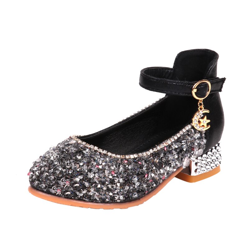 Forår piger læder sko børnesko til pige prinsesse glitter lav hæl rhinestone børn piger festsko sjd 004