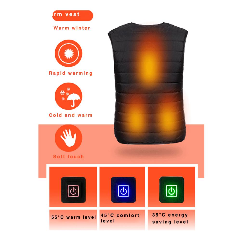 Verwarming Vest USB Infrarood Verwarming Vest Mannen Outdoor Vissen Klimmen Skiën Fietsen Accessoires Elektrische Thermische Kleding