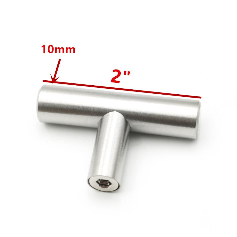 50mm to 500mm Stainless Steel Kitchen Door Cabinet T Bar Handle Pull Knob cabinet knobs Muebles Handle Cupboard Drawer Pulls: 2 inch Center hole