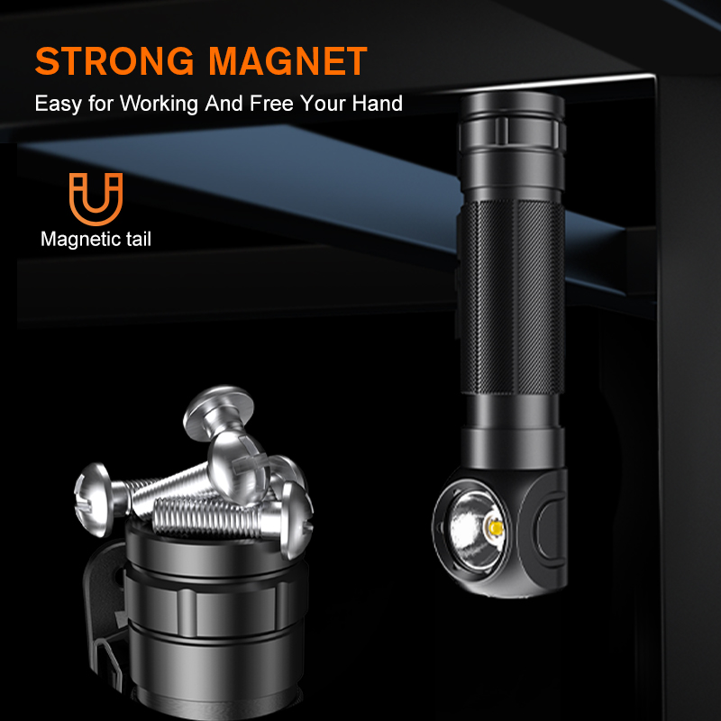 SUPERFIRE TH04-S Stirnlampe 1200 lm, superhell, USB-C, wiederaufladbar, 90 ° Verstellbare Kopf-Taschenlampe, LED-Scheinwerfer mit magnetischem Schwanz