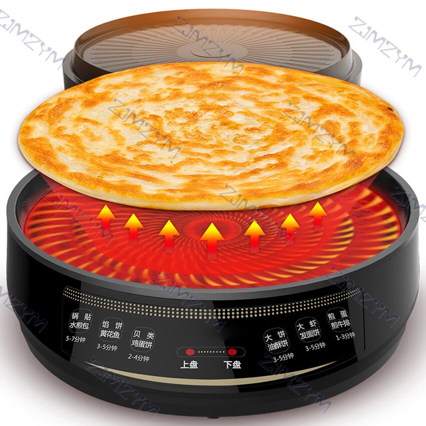 Elektrisk bradepande 1200w non-stick crepe maker stegepande pizza bagemaskine pandekage maker dobbeltsidet opvarmning bøf komfur