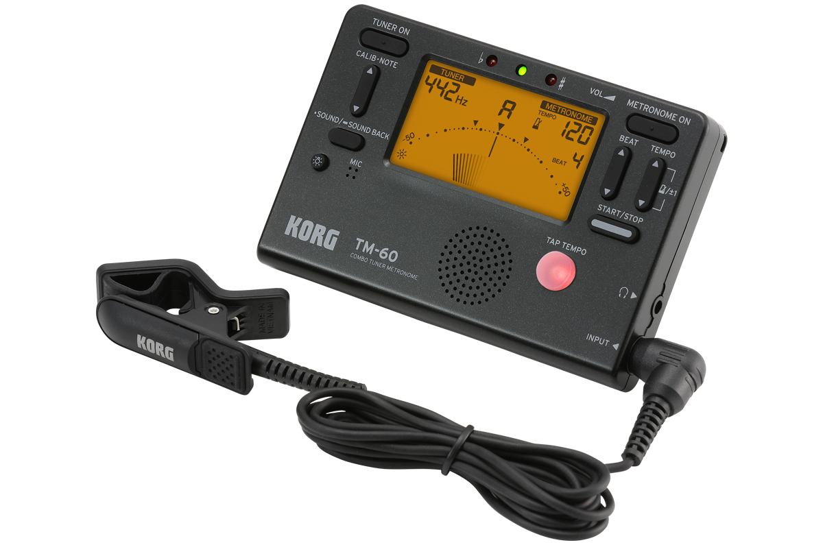 Korg TM60 Metronome Tuner with Clip on Mic can be used for wind, Guitar, Ukulele, and Piano keyboard instruments