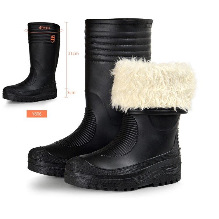 Fishing Waders Waterproof High Boots Non-slip Thick Soft PU Warm Villi Men Rain Snow Water Aqua Shoes Car Wash Garden Mud Wading: Y806 / 43