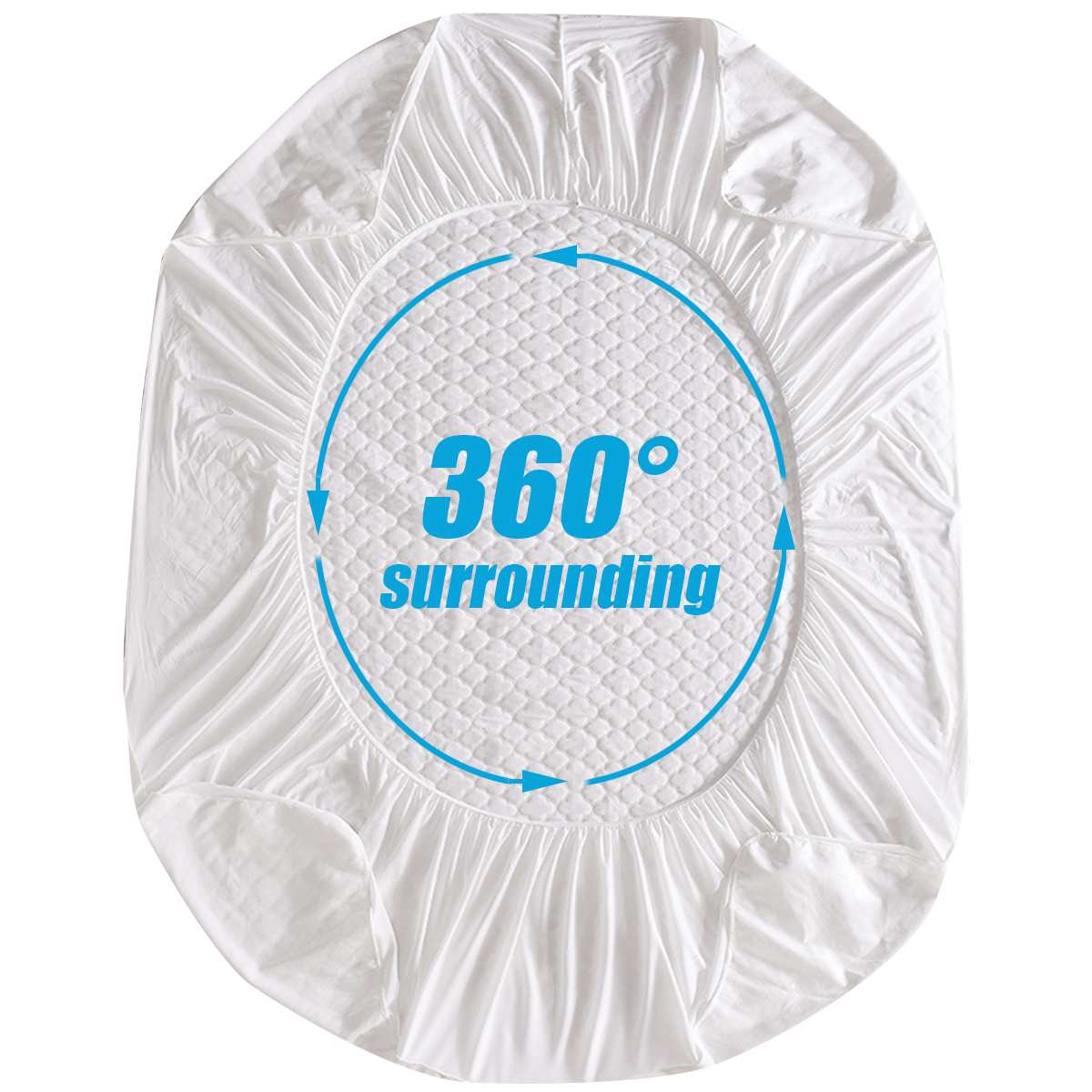 Jacquard Gewatteerde Waterdichte Matrasbeschermer Effen Kleur Reliëf Topper Pad Zachte Hoeslaken Cover Met Elastische Band