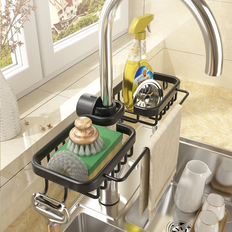 Kitchen Accessory Aluminu Dish Drainer For Sink Rack Storage Holder Soap Dish Drain Shelf Kitchen Organizer Bathroom Accessories