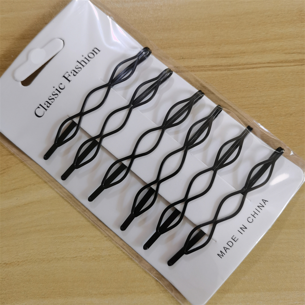 6 stk/sæt sorte hårklemmer bølgede hårnåle metal hårspænder usynlig bb klips bølget hårspænde hårklemme hårklemmer tilbehør: Multi