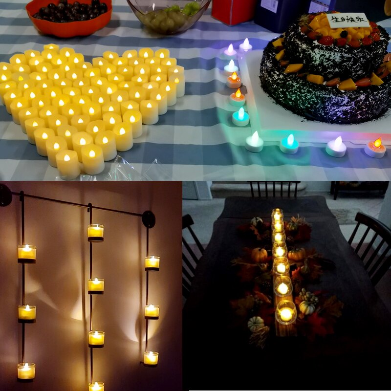 6PCS Rechargeable Candle With Timer Remote Flicker Halloween Birthday Party Candle Home Decoration LED Tealight Eeaster Candles