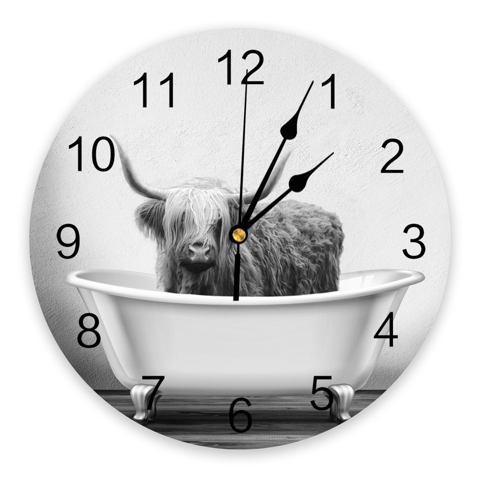 Bathtub Animal Tiger Black White Wall Clock Home Decor Bedroom Silent Oclock Watch Wall Digital Clock Wall Clock Modern: HZF02050CKAZ1