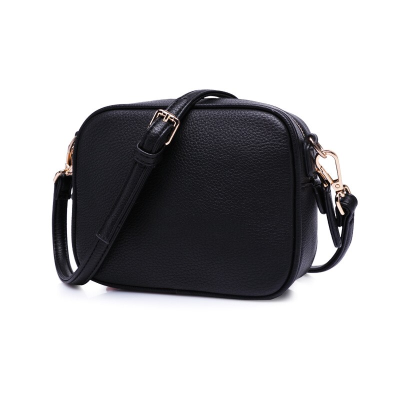 Mini Bolso con solapa para teléfono móvil para mujer, bolsa pequeña cuadrada de cuero PU, con solapa de color puro, buena: mini Black