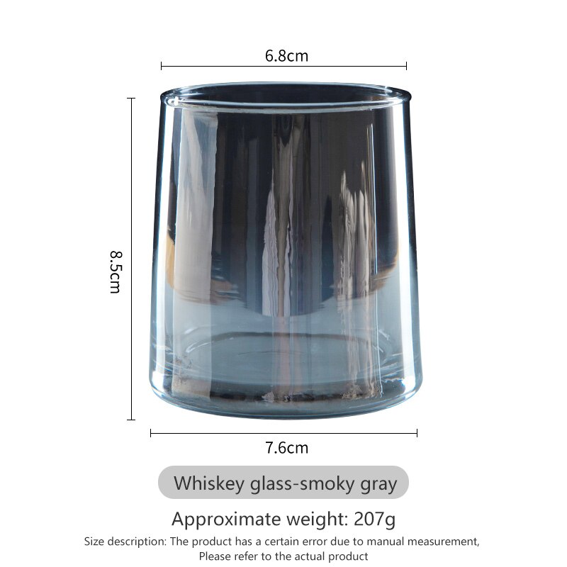 Whiskey Glass, Kitchen Heavyweight Water Glass,Ins Wind ,6 Colour, Water Cup, Juice Glass ,Wine Glass ,Drinking Cup: Smoky gray