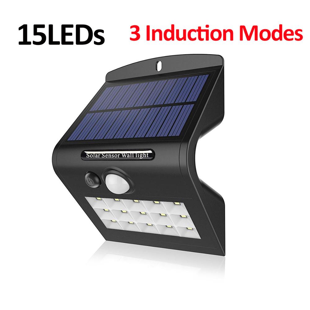 PIR Motion Sensor Verlichting Zonne-straat Licht outdoor straat lamp pathway yard plaza tuin verlichting lampe solaire exterieur: 15LEDS  3Modes
