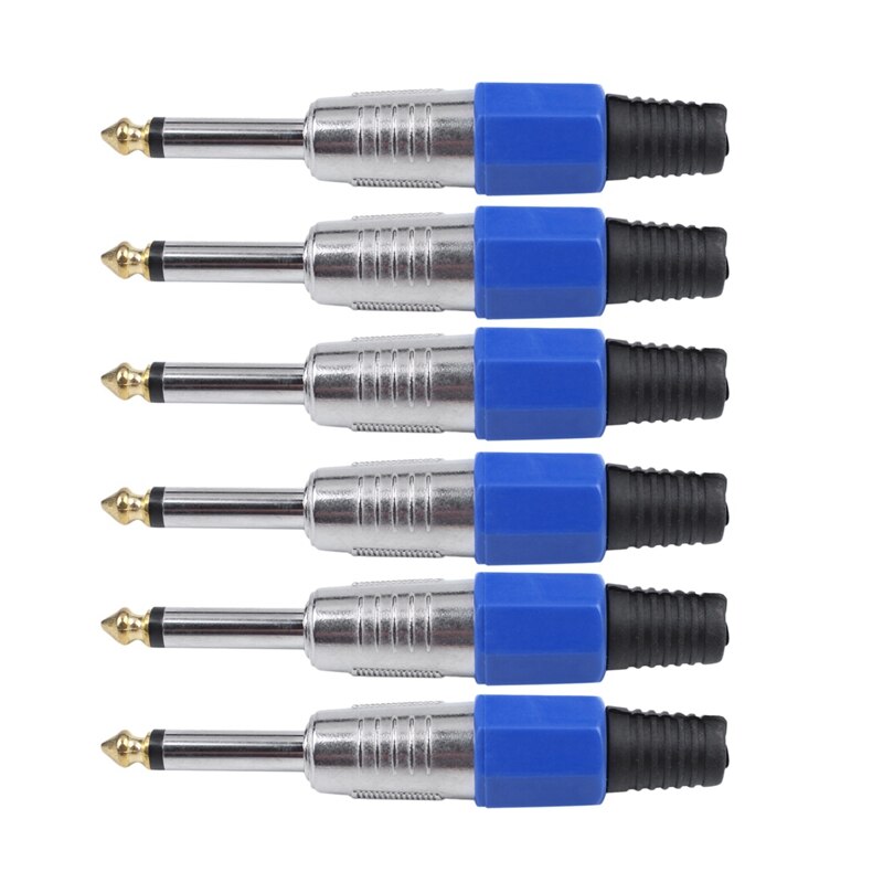kenable Flexibele Gitaar Lood BLAUW 6.35mm Mono Male Plug Audio Kabel 6m [6 meter