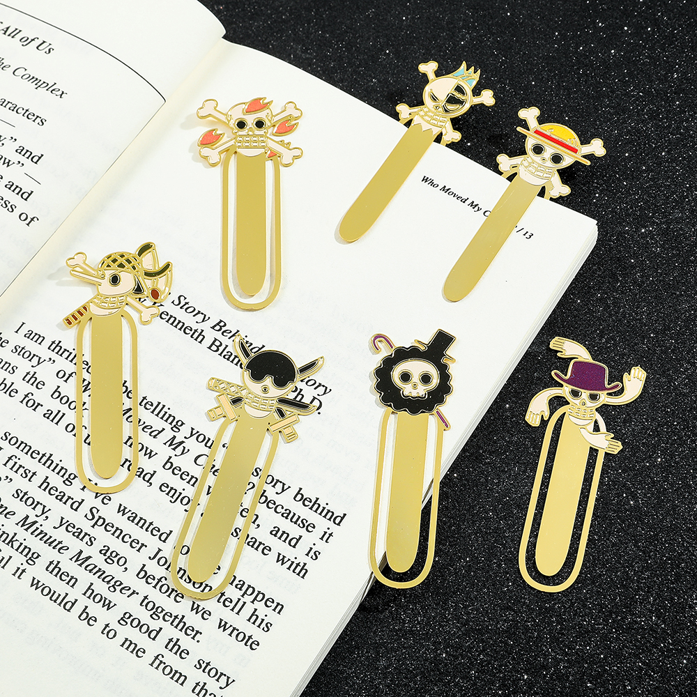 Marcapáginas de una pieza de Anime para mujeres, hombres y niños, fanáticos, libros creativos de Metal, colección de marcas, de decoración para amantes de los libros