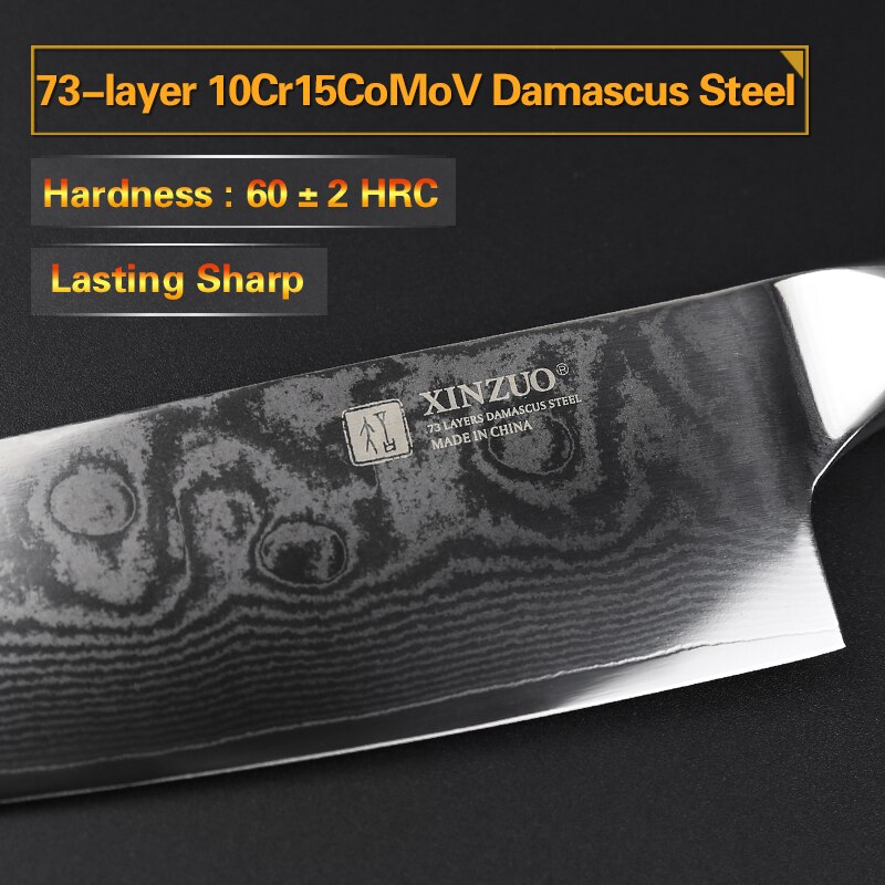Xinzuo 8 '' pro kokkekniv  vg10 damaskus stål rustfrit stål japan køkkenknive kød grøntsagskniv pakkawood håndtag