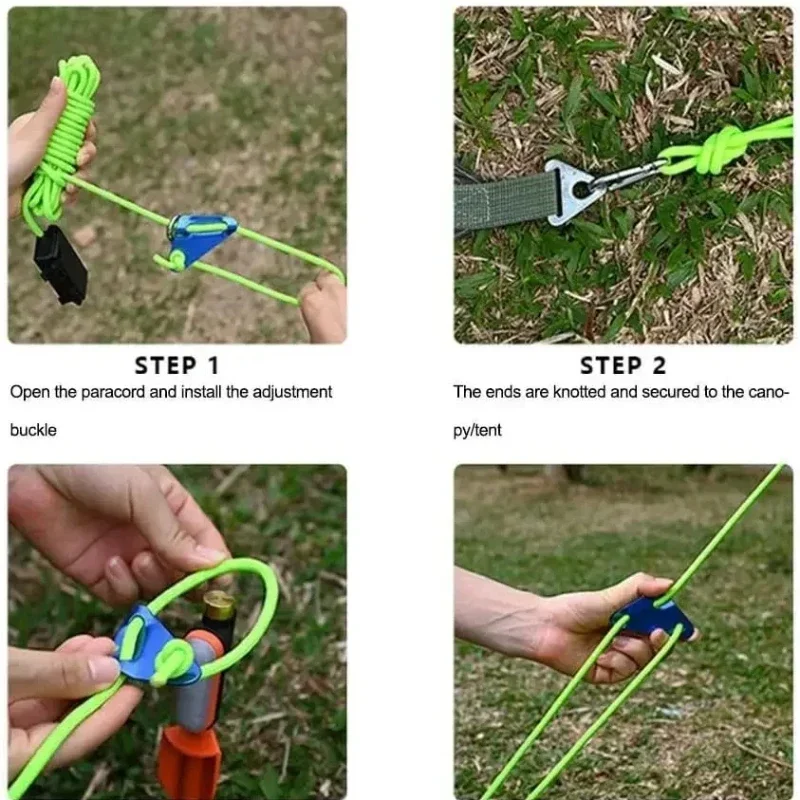 Cuerda de viento LED para acampar, lámpara luminosa, toldo, tienda de campaña, techo, cuerda de advertencia nocturna antidesgarro, resistente al viento, impermeable, para exteriores, senderismo y Camping