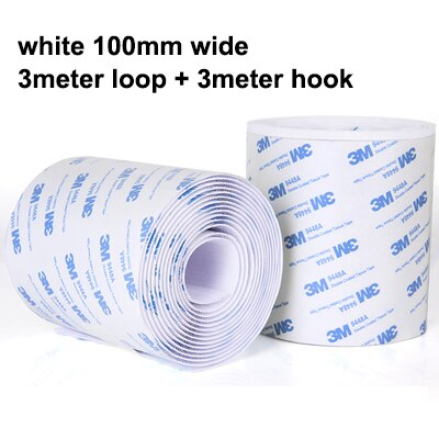 3Meter 16-100Mm Zelfklevende Klittenbandsluiting Tape Nylon Sticker Haak Lus Strips Fastener Met lijm Diy Accessoires: White 100mm