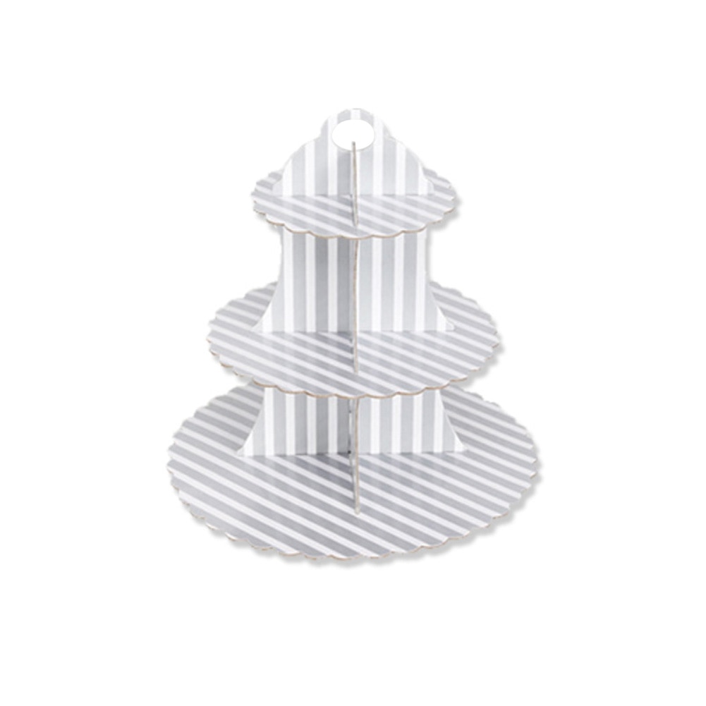 3- lager rund födelsedag cupcake dessert gör det själv papper hantverksställ dessert display ställ bröllopsfest bröllop tillbehör tårta verktyg: Silver-