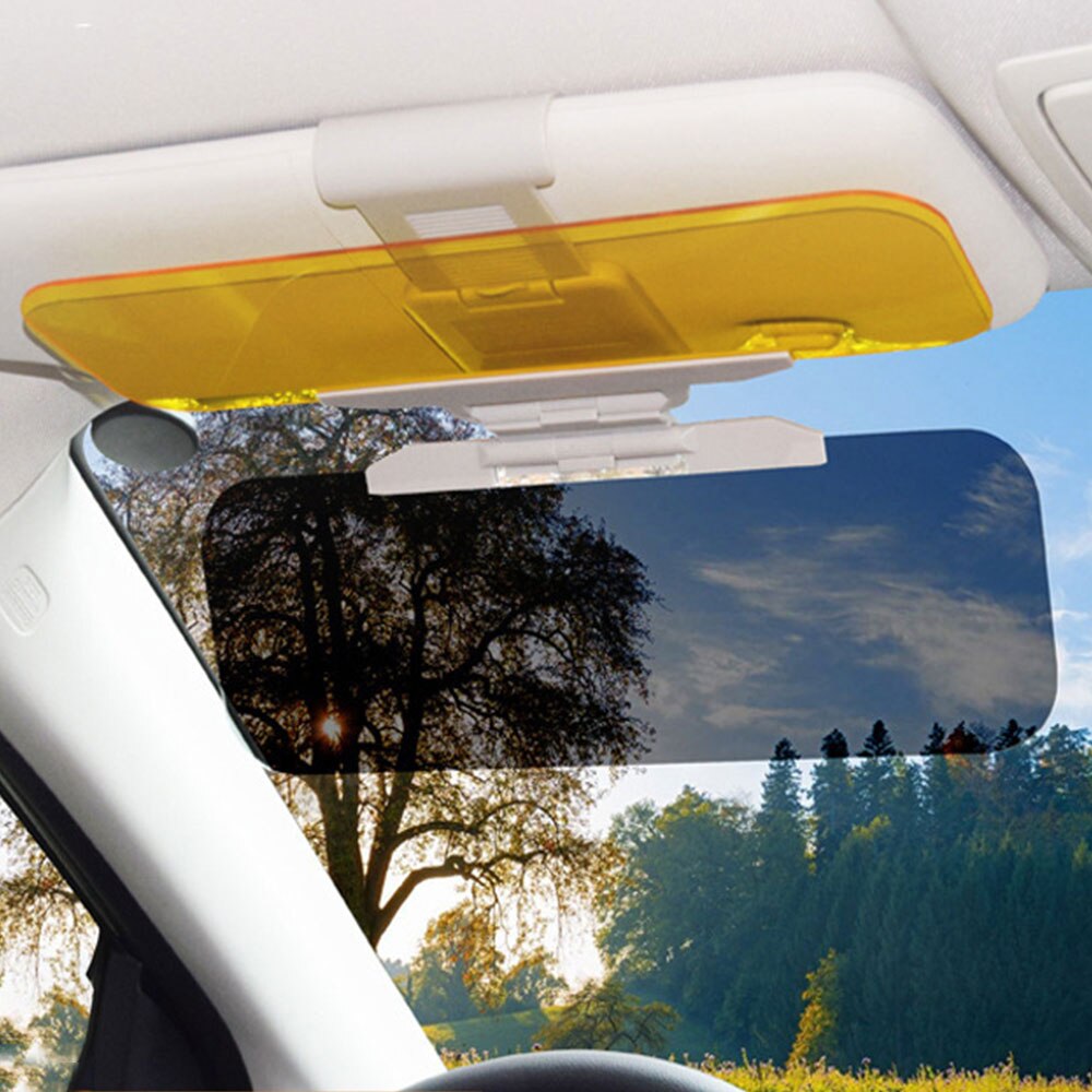 2 in 1 bil solskærmsforlænger anti sollys blændende beskyttelsesbriller nattesyn interiør kørsel spejl uv fold flip ned klar udsigt