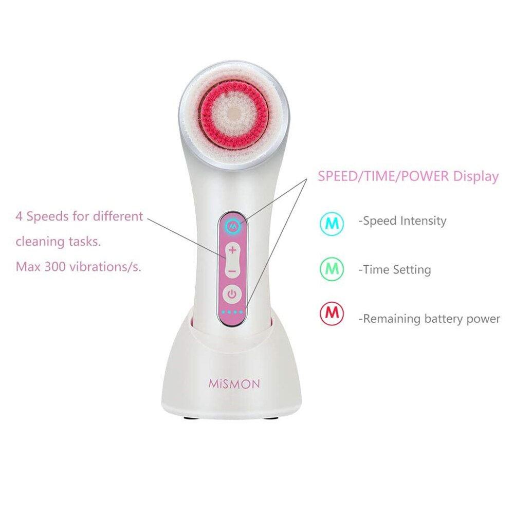 Mismon 106a ansiktsrens skjønnhetsmaskin elektrisk sonic rensebørste hudpleieverktøy ansiktsvask børste vibrator enhet for ansikt