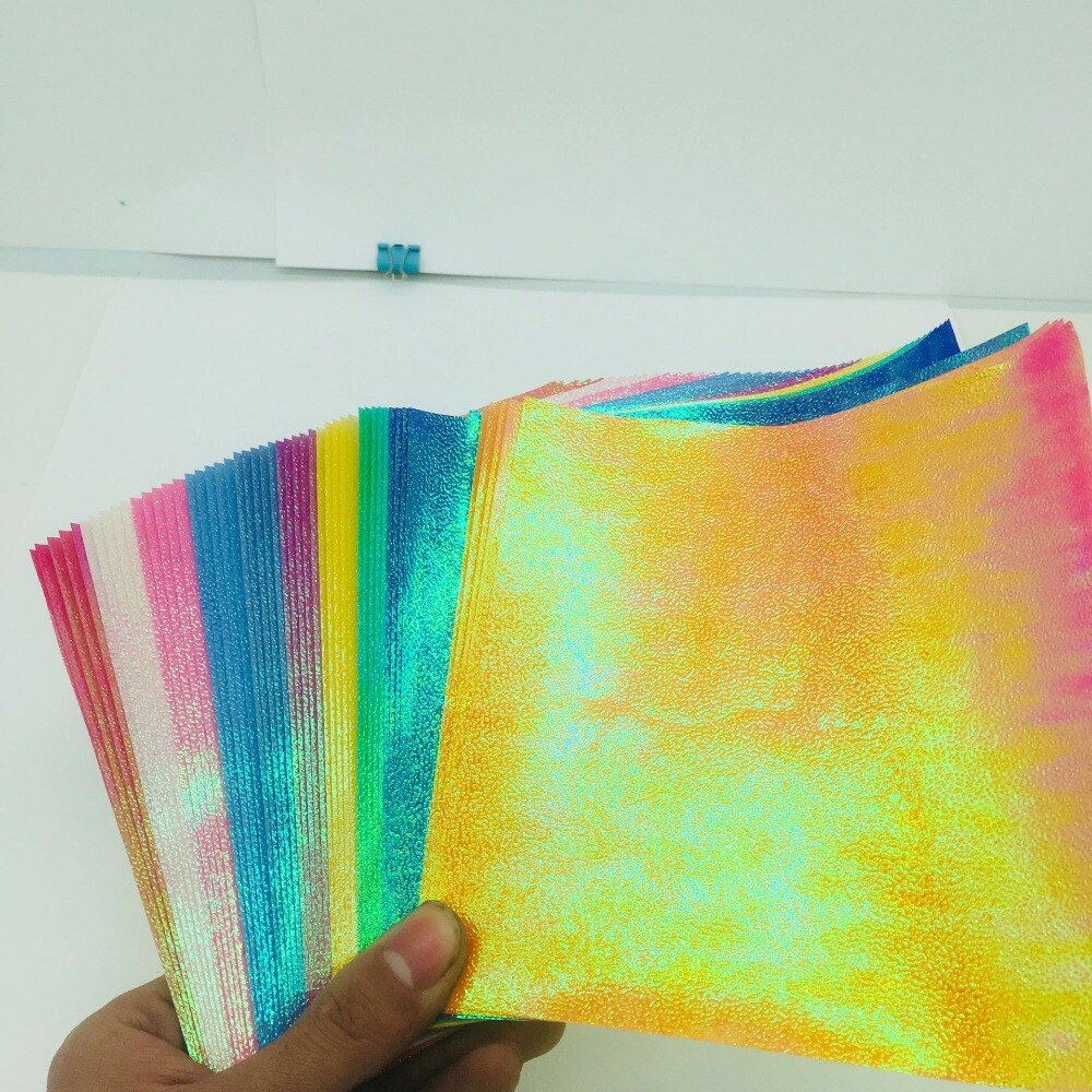 Juego de 50 unidades de papel de Origami cuadrado Multicolor, papeles de colores sólidos plegables brillantes de un lado, arte de colección de recortes adornos para manualidades DIY