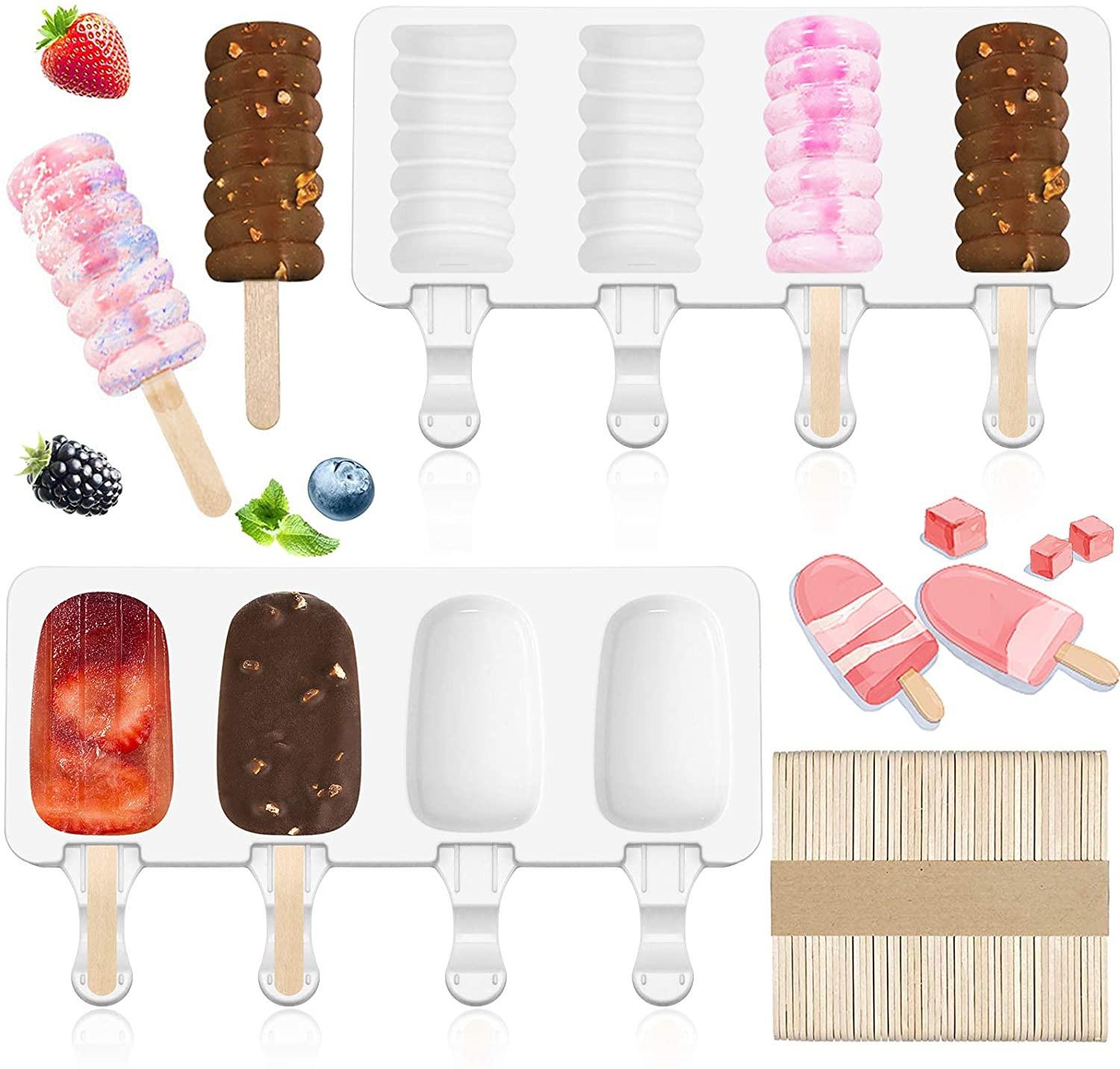 4-Cavity Popsicle Mold 2Pcs Ijs Maken Tool Set Diy Bakvorm Popsicle Cakevorm Te schoon Candy Bar: B-5