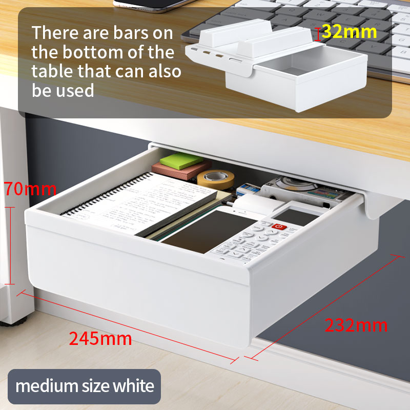 Under-desk Drawer Storage Device, Suitable For Office/home, Ideal For Organizing Stationery. Self-adhesive Plastic Drawer.: Pink