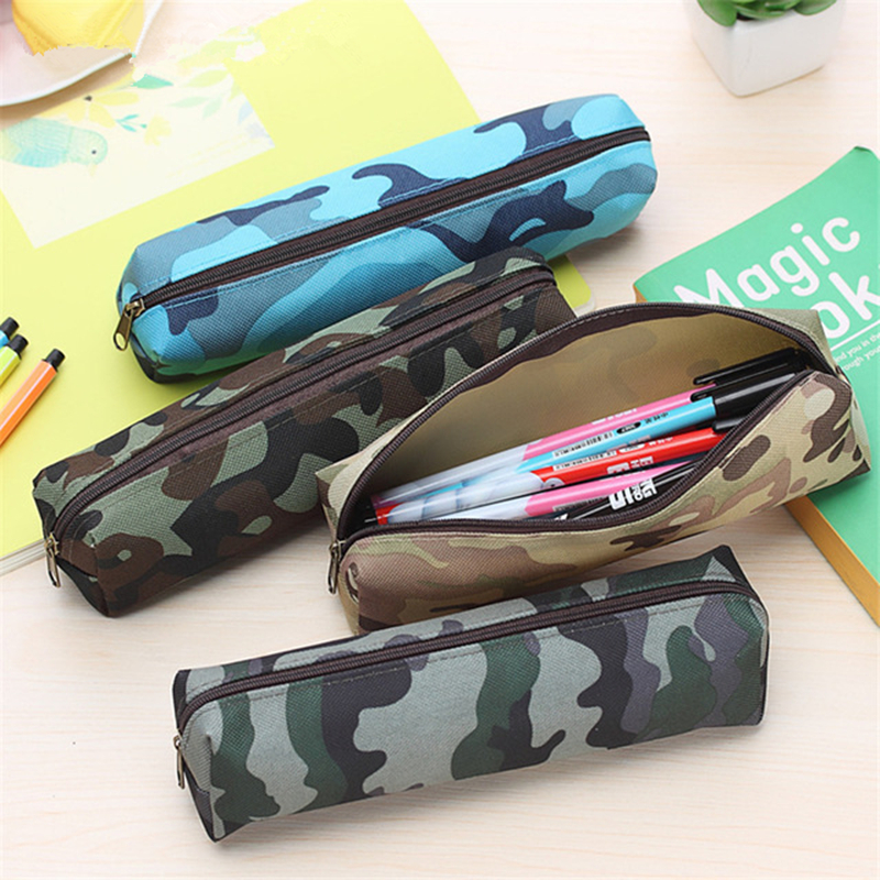 Camouflage Pencil Case Kawaii Stationery School Supplies For Girls Boys Cute Pencil Bag High Capacity Canvas Pencil Box
