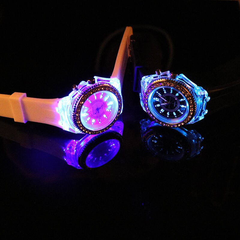 Led flitser lichtgevende horloges persoonlijkheid trends studenten geliefden gelei vrouwen herenhorloges 7 kleuren licht polshorloge kinderen