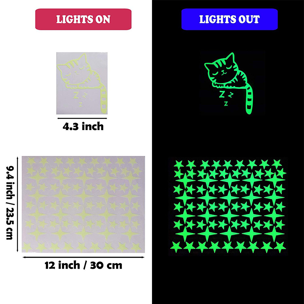 1set Glow In The Dark Speelgoed Tl Stars Muursticker Home Room Decor Kat Fee Ster Sticker Speelgoed