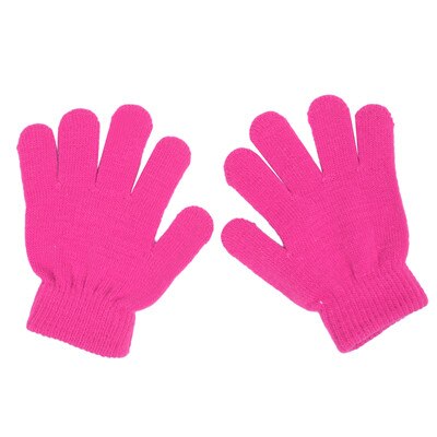 1 Pair Children Winter Knitted Glove Girl Boy Stretchy Knitted Warm Full Finger Gloves Children Candy Color Cute Gloves: PK