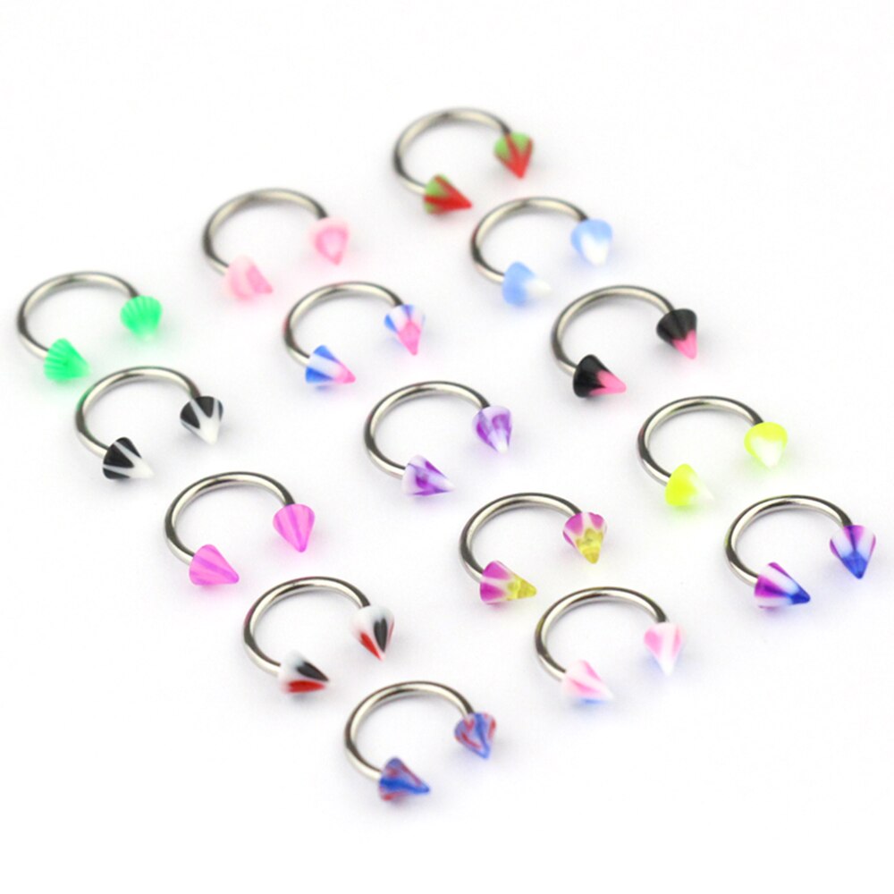 10 unids/set colorido acrílico anillos de nariz oreja Piercing Barra para Circular Barbell anillo labial labret ceja, oreja Piercings joyas de cuerpo