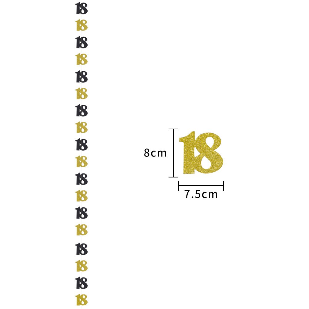 30 Jaar Oud Verjaardag Papier String 18 Jaar Oud 21 Jaar Oude Zwarte Goud Verjaardagsfeestje Decoratie Pull Vlag Bunting decoratie