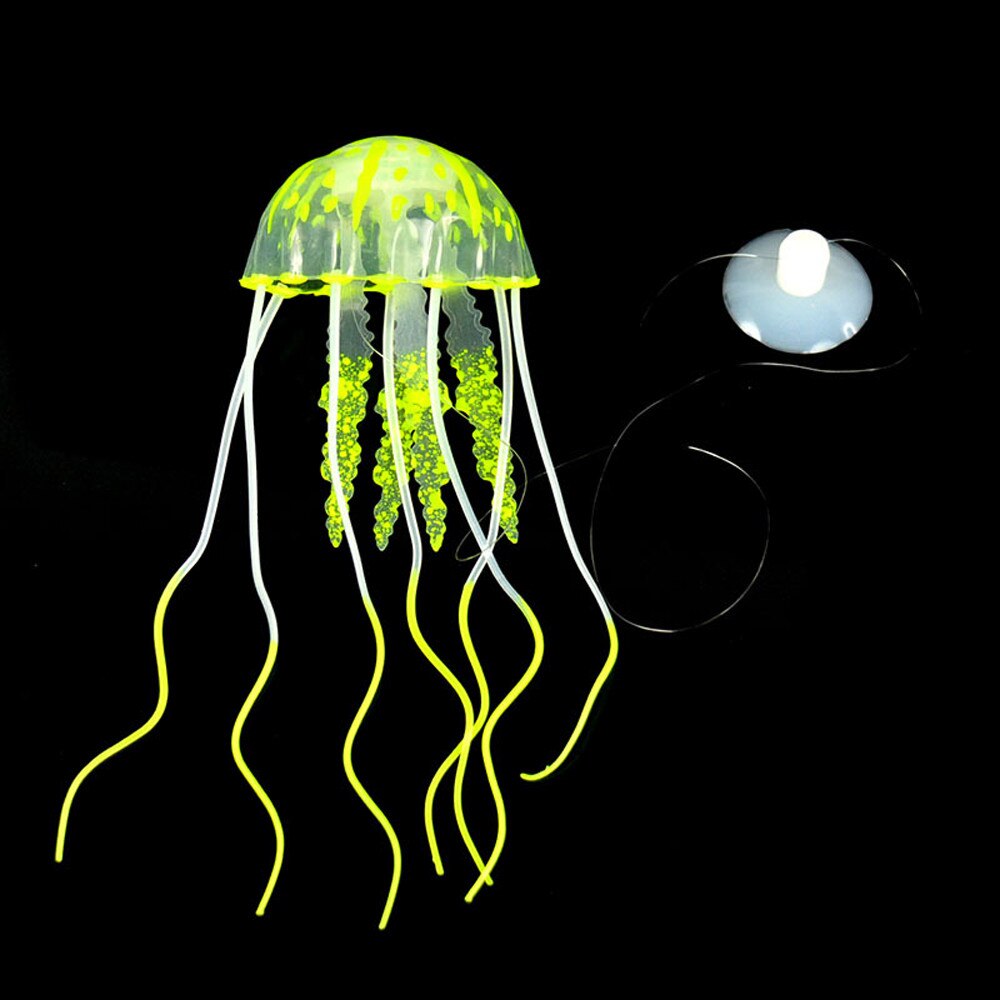 tank Jellyfish for aquarium decoration fish tank Jellyfish Glowing Effect decoration stones for aquarium fishing accessories: Yellow