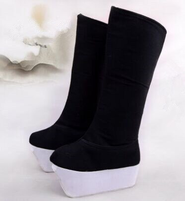 black ancient hight boots opera boots chinese soldier cosplay drama shoes chinese ancient dynasty boots sun wukong shoes