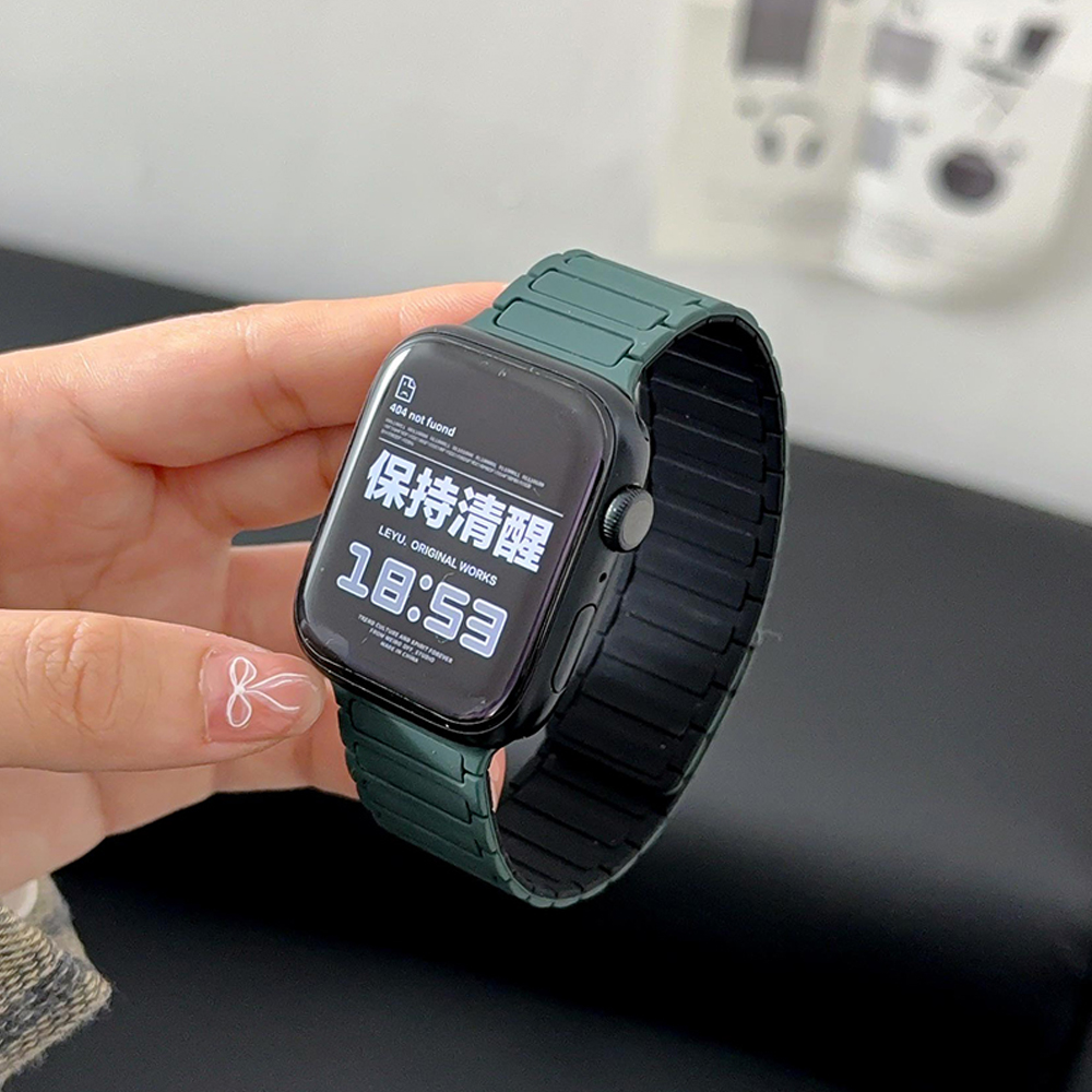 Silicone Strap for Apple Watch 46mm 42mm 49mm 45mm 41mm 44mm 40mm Magnetic Band for IWatch Ultra 2 Series 10 9 8 7 6 SE 5 4 3: Black Yellow / 19mm