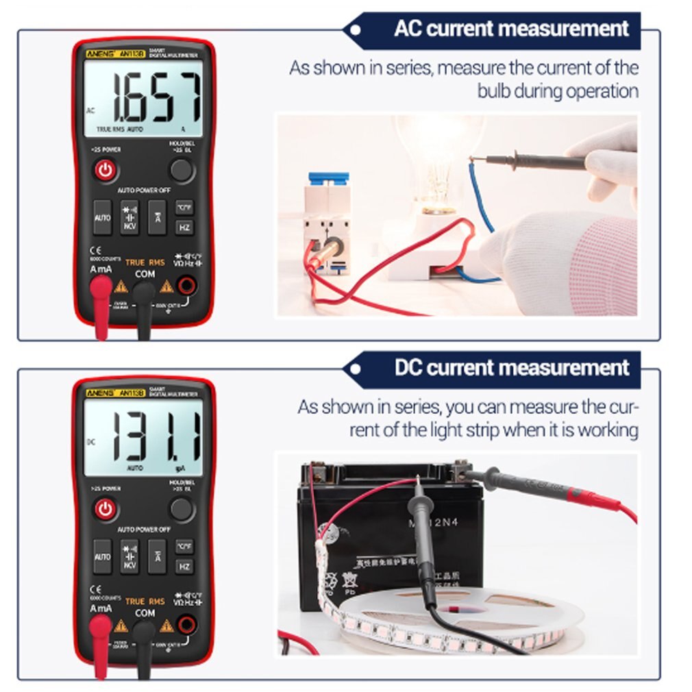 AN113B 6000 Count Multimeter Tester Volledig Intelligente Automatische Range Digitale Multimeter Transistor Voltmeter