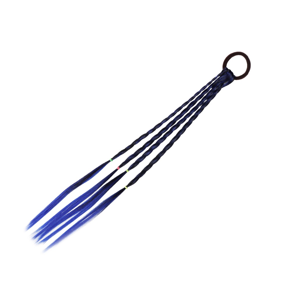 Perücken Braid Elastisches Hairband Bunte für Mädchen Frauen Prinzessin Haar Bands TiesPonytail Halter Gummibänder Haar Zubehör Neue: Marine-Blau