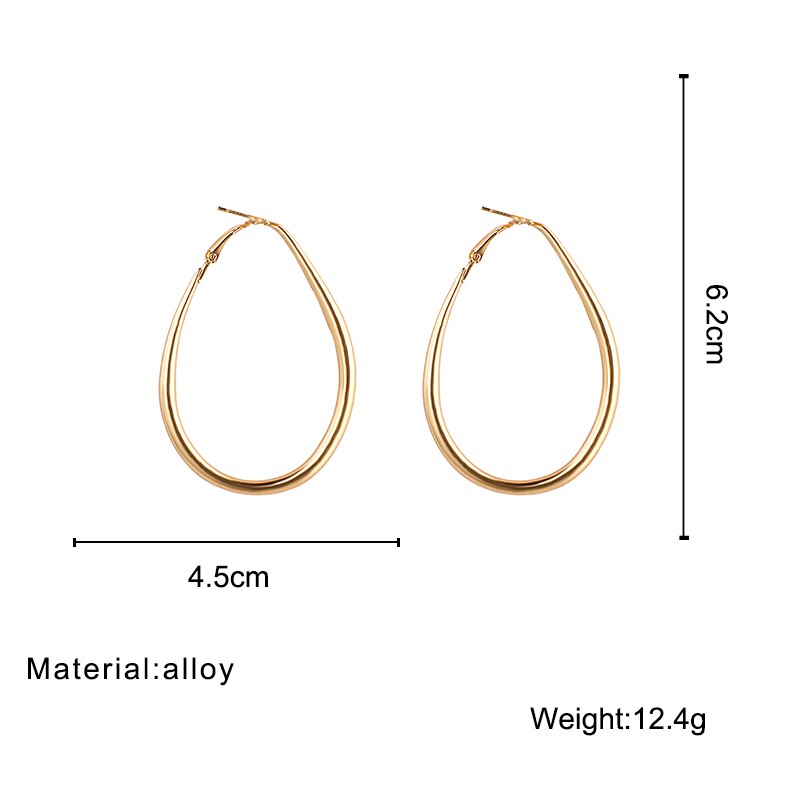 AMORCOME Gold Color Metal Round Ring Trendy Hoop Earrings For Women Geometric Statement Earrings Wedding Jewelry