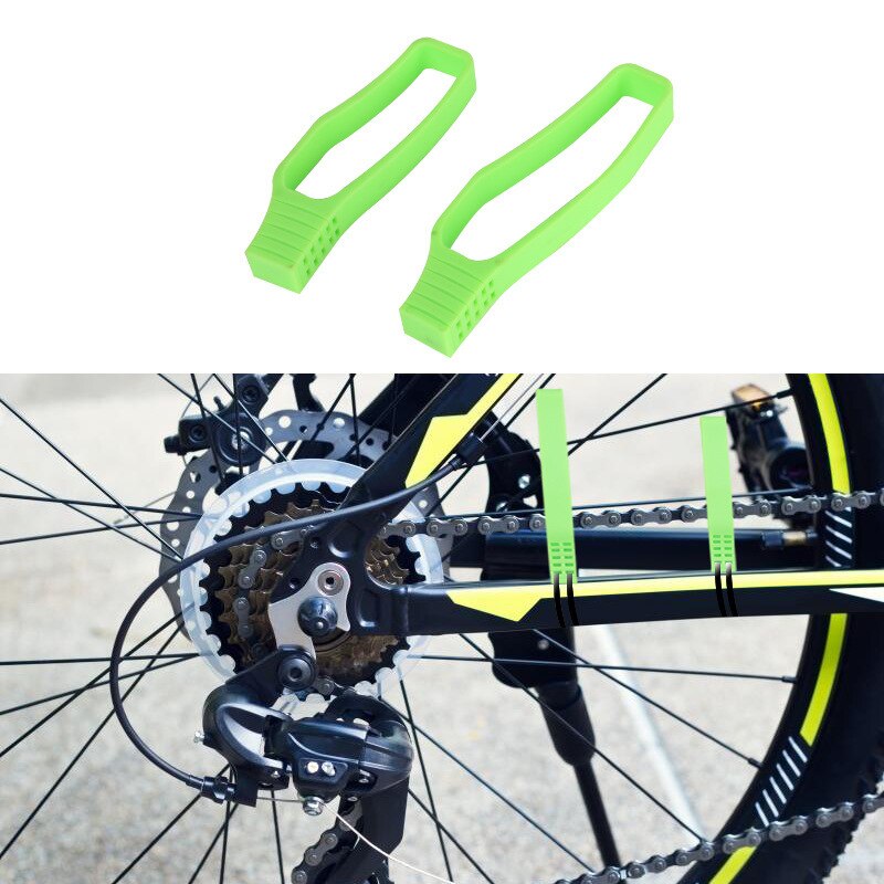2 Stuks Rubber Bike Chain Beschermhoes Frame Chain Chainstay Guard Pad Voor Mountainbike N66: green