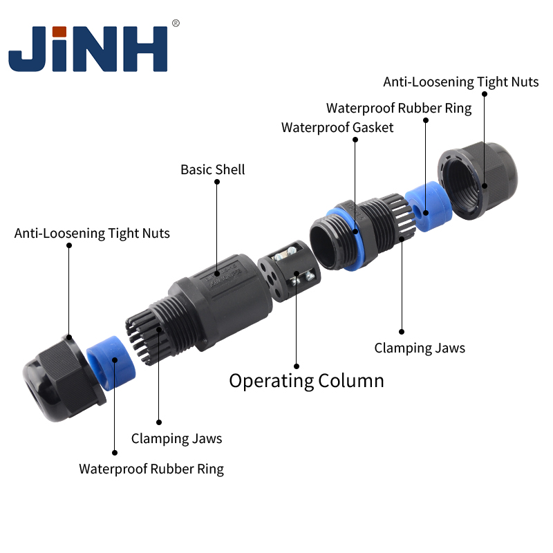 JINH IP68 CNP 20 waterdichte verbindingskabel snelkoppelingen aansluitbouten handig regendicht recht aanpassen draden blauw Pa66 16A