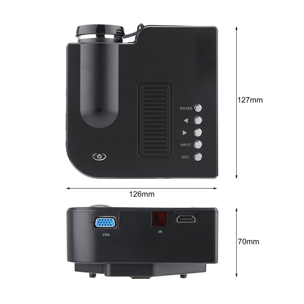 UC28 Mini proyector HD Home 1080P portátil Home Theater con cable LED proyector LCD tecnología de visualización para sistema de conferencias
