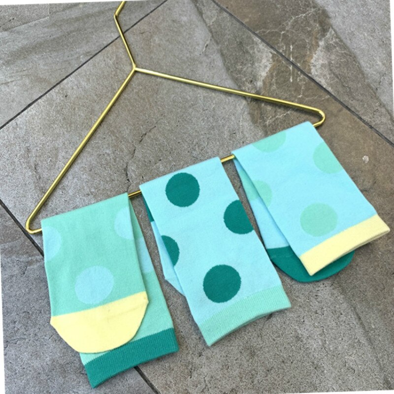 3 Pairs Kids Sokken Koreaanse Dunne Lente Herfst Polka Dot Katoen Knie Hoge Kinderen Sokken Voor 2-12 jaar Jongens En Meisjes: green
