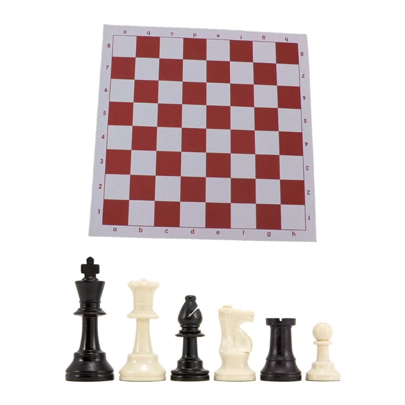 Chess Pieces and Mousepad Board Chess Set Q84C: -R