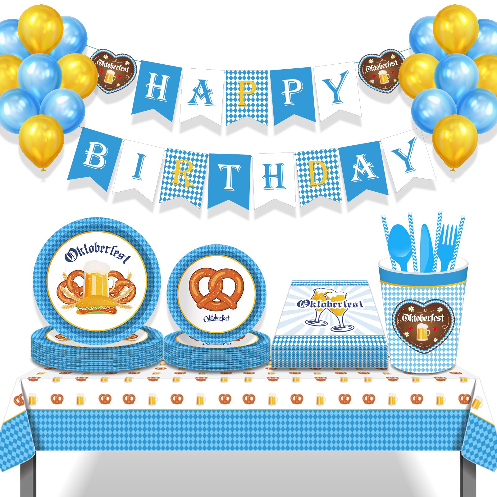 Germany Oktoberfest Carnival Festival Theme HAPPY BIRTHDAY Party Phototaking Photobooth Props Happy Beer Wine Party Decorations