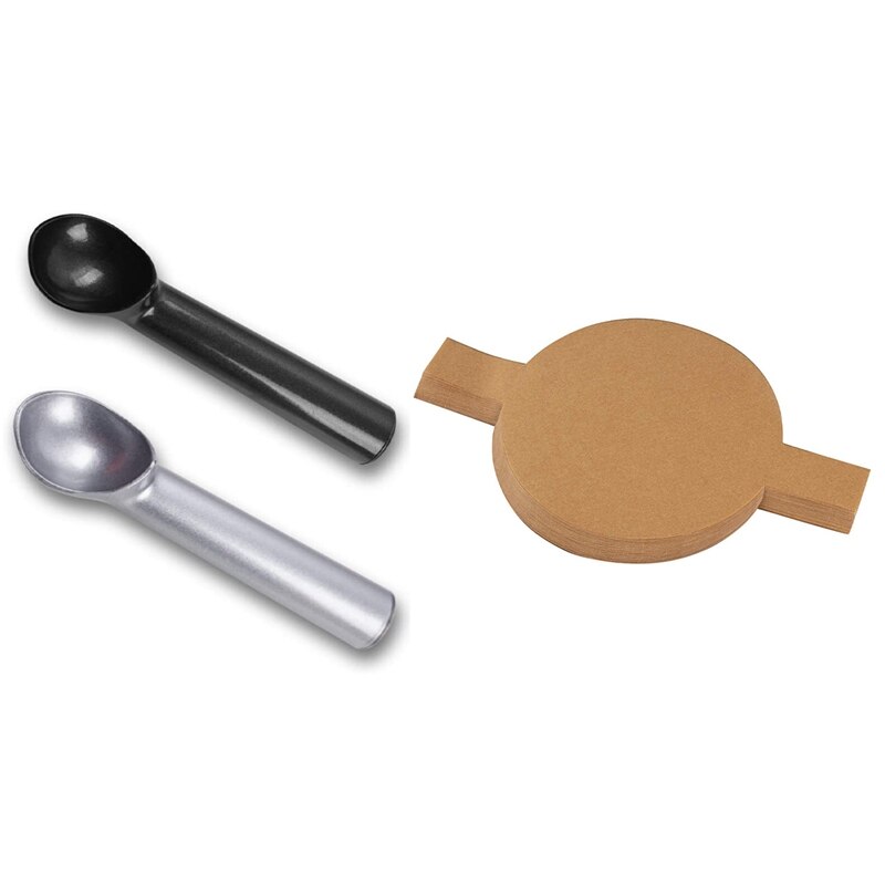 Parchment Paper Rounds - 200-Count 9-Inch Unbleached Baking Paper Sheets Brown & 2PCS Ice Cream Scoop: Default Title