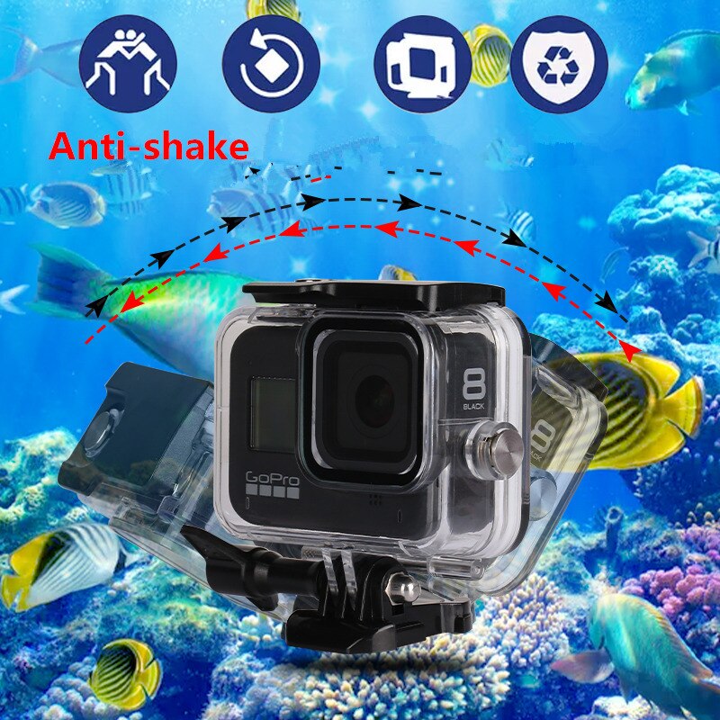 Go Pro 8 60M Waterproof Case Windshield Frame Silicone Case Diving Filter Bag For Gopro Hero 8 Black Action Camera Accessories