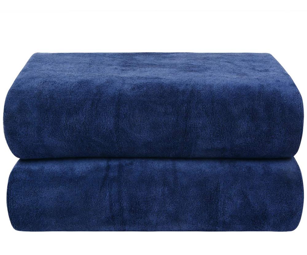 Sunland microfiber badehåndklæder boby hånd badehåndklæde ekstra stort til sport rejser strand camping fitness yoga 31in x 59in 2 stk.: Marine blå