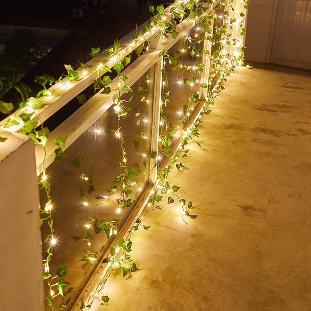 Solar Green Rattan String Lights Automatically Start Garden Night Home Fence Decoration Lighting Q3V7